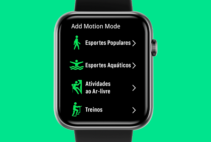 Tela com os modos do Smartwatch